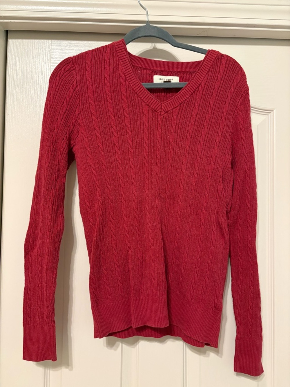 Sonoma Women's Crimson Cable V-Neck Sweater